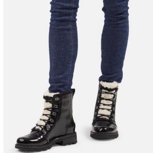 Sorel Lennox cozy waterproof boot black patent leather size 9.5